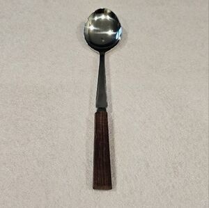 Vintage MCM Teaspoon Wood-Like Handle Japan Stainless Teak